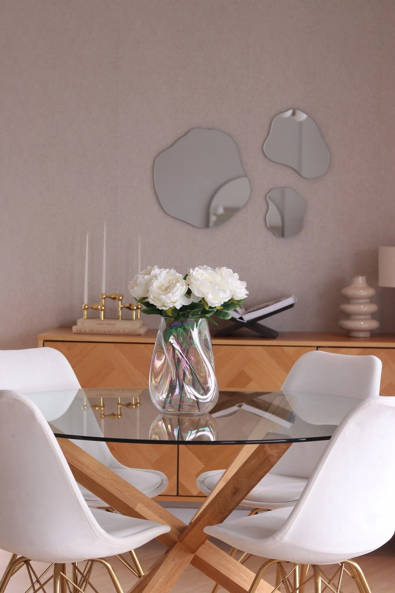 Künstlicher Blumenstrauß Pfingstrose Weiß 39 cm - Image 4