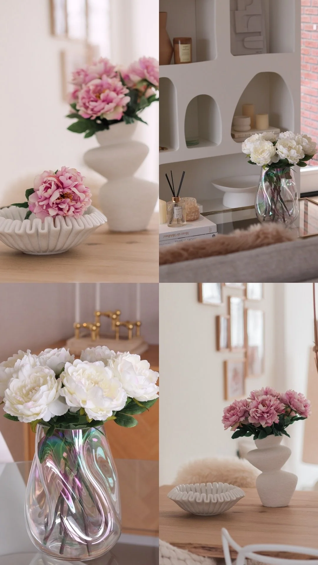 Künstlicher Blumenstrauß Pfingstrose Weiß 39 cm - Image 6